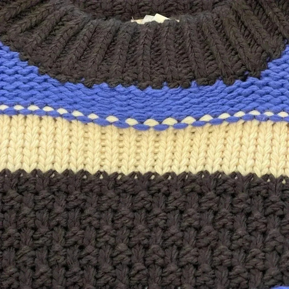 NWT Elan Cassidy Striped Sweater, Chunky, Relaxed, Black, Cream, Royal Blue, S - Picture 12 of 15